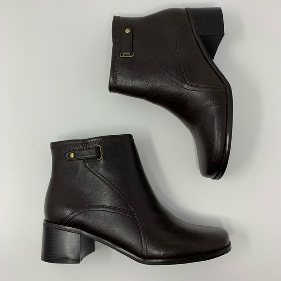 Life Stride Shoes - Life Stride Sz 8 Brown Vegan Leather Ankle Boots
